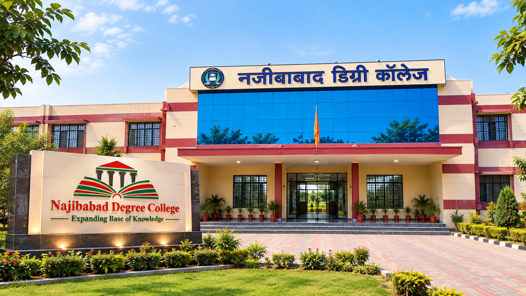 Najibabad Degree College campus entrance and college name sign